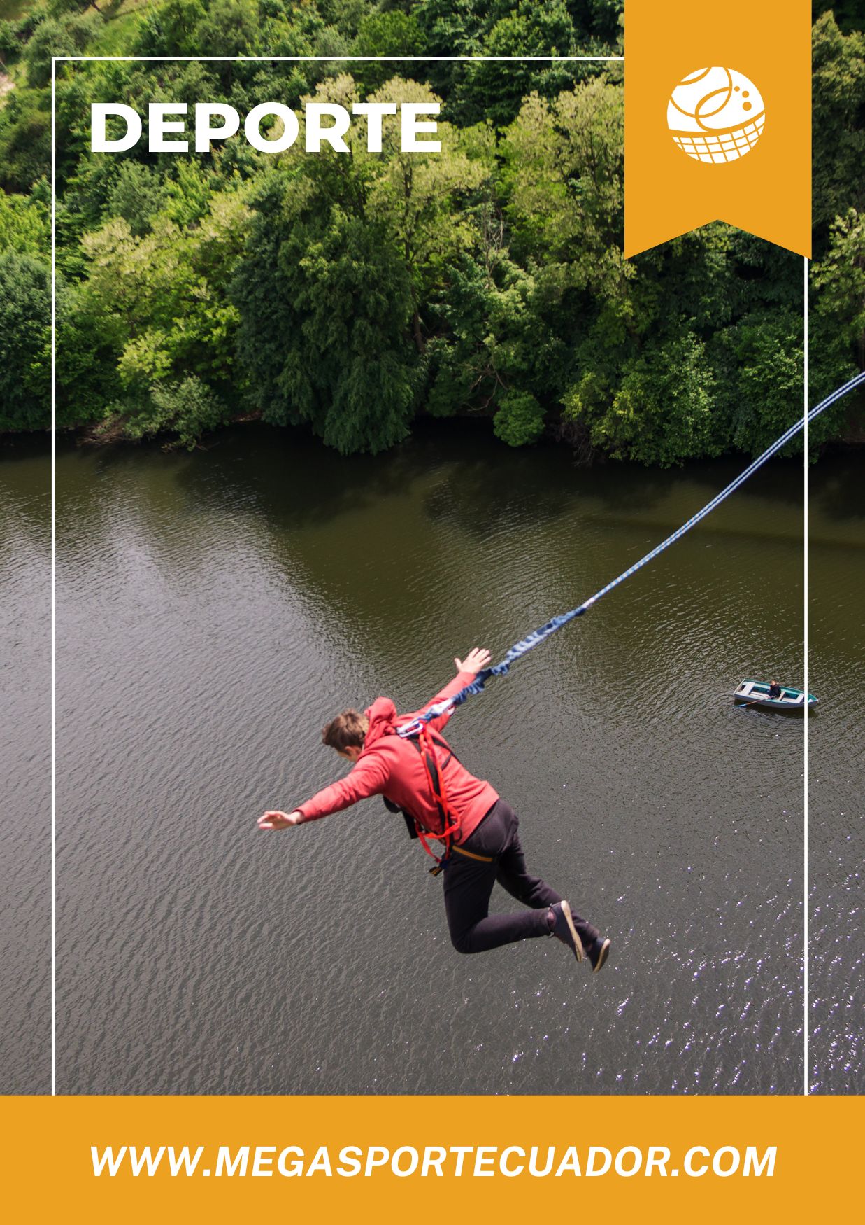 También conocido como bungee jumping es una actividad en la cuál una persona se lanza desde una gran altura con una cuerda elástica atada al torso o al tobillo.